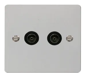 2 Gang Coaxial Socket  - Black