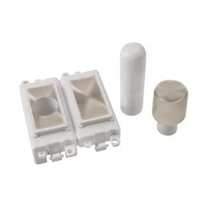 2 Module Dimmer Mounting Kit - White - Brushed Sta