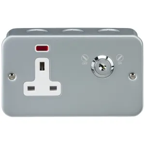 13A DP Lockable Socket with Neon - Powder-coated S