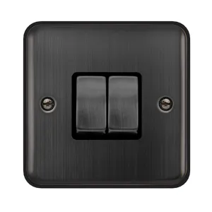 10AX INGOT 2 GANG 2 WAY PLATE SWITCH - MATT BRONZE