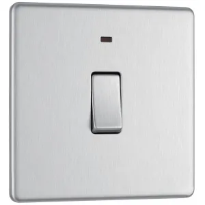 SCREWLESS FLATPLATE BRUSHED STEEL SINGLE SWITCH, 2