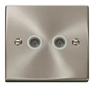 Twin Coaxial Socket Outlet - White