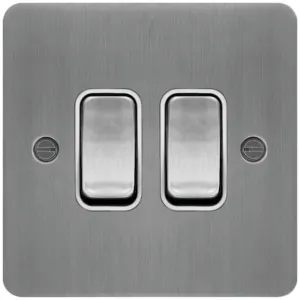 10AX 2G 2WAY SW BRUSHED STEEL WHITE