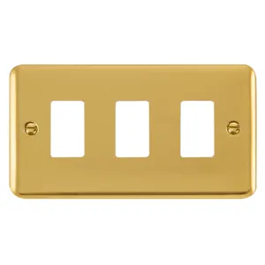 3 Gang GridPro Frontplate - Polished Brass