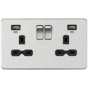 13A 2G Switched Socket, Dual USB (2.4A) with LED C