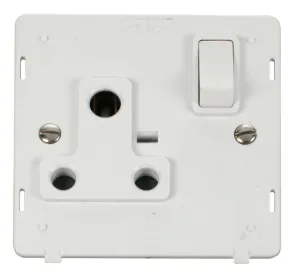 1 Gang 15A Round Pin Switched Socket Insert - Whit