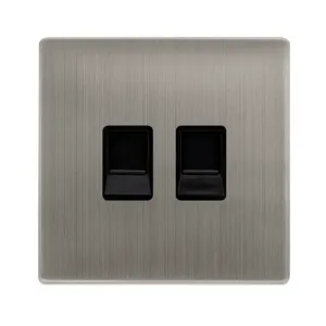 TWIN TELEPHONE MASTER OUTLET - STAINLESS STEEL COV