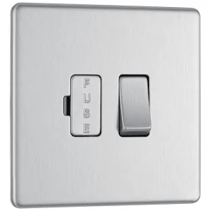 SCREWLESS FLATPLATE BRUSHED STEEL SWITCHED 13A FUS