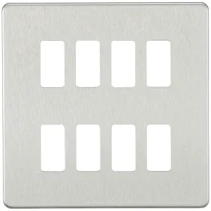 Screwless 8G grid faceplate - brushed chrome