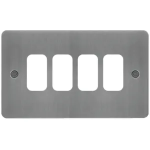 GRID FRONT PLATE 1 X 4 BRUSHED STEEL