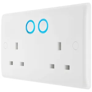 WHITE NEXUS DOUBLE SWITCHED 13A POWER SOCKET WITH