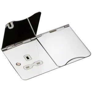 13A 2G Unswitched Floor Socket - Polished Chrome w