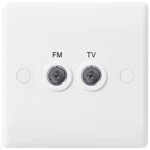 WHITE NEXUS MOULDED SINGLE SOCKET FOR TV AND FM CO