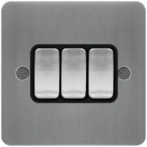 10AX 3G 2WAY SWITCH BRUSHED STEEL BLACK
