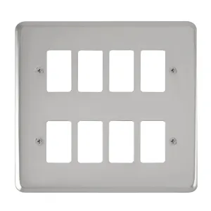8 Gang GridPro Frontplate - Polished Chrome
