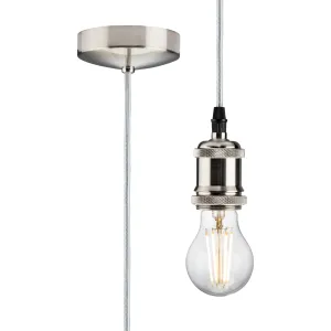 1.8m E27 Vintage Pendant Set - Polished Chrome