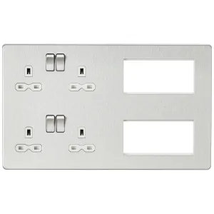 Combination Plate - Brushed Chrome with White Inse