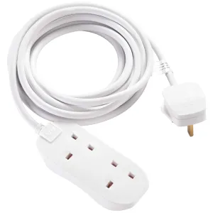 2 SKT 5M 13A EXT LEAD WHITE