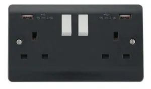 13A 2 Gang Switched Socket With Twin 2.1A USB Outl