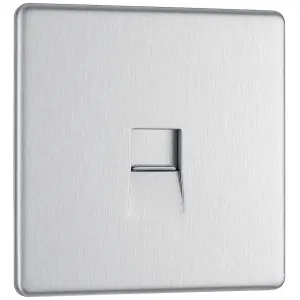 SCREWLESS FLATPLATE BRUSHED STEEL SINGLE RJ11 TELE