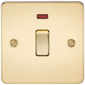 20A 1G DP Switch with Neon - Polished Brass