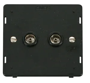 Twin Coaxial Socket Insert - Black