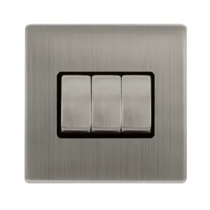 10AX INGOT 3 GANG 2 WAY SWITCH - STAINLESS STEEL C