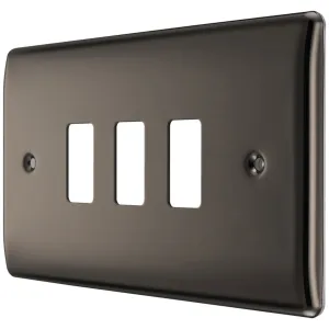 GRID FRONT PLATE MTL NX - BLACK NICKEL - 3 GANG