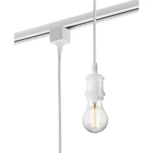 230V 1.8M E27 Vintage Track Pendant - White