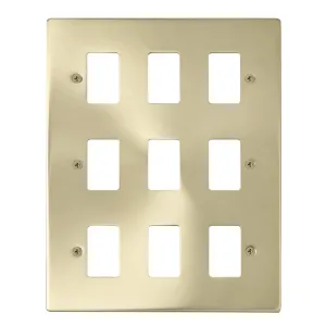 9 Gang GridPro Frontplate - Satin Brass