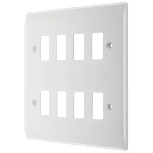 GRID FRONT PLATE NEXUS - WHITE MOULDED - 8 GANG