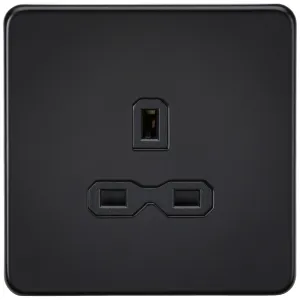 13A 1G Unswitched Socket - Matt Black with Black I