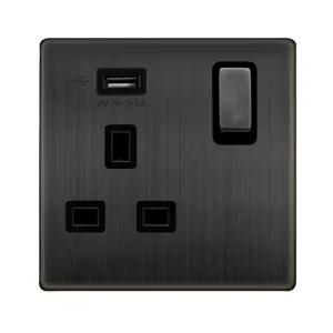 13A INGOT 1 GANG SWITCHED SOCKET WITH 2.1A USB OUT