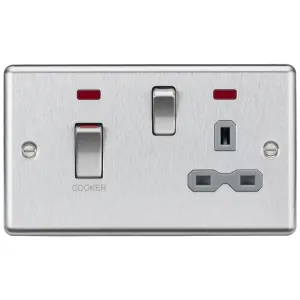 45A DP Switch & 13A Socket with Neons - Brushed Ch