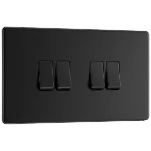 SCREWLESS FLATPLATE MATT BLACK QUADRUPLE SWITCH, 2