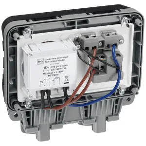 Socket, 1 Gang Weatherproof, c/w Mechanical 24hr Timer