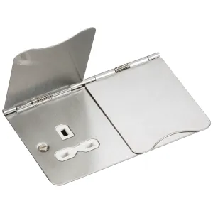 13A 2G Unswitched Floor Socket - Brushed Chrome wi