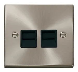 Twin Telephone Socket Outlet Master - Black