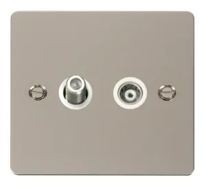 1 Gang Satellite & Isolated Coaxial Socket  - Whit