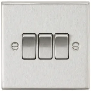 10AX 3G 2-way Plate Switch - Square Edge Brushed C