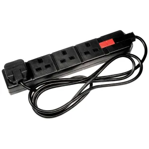 4 SKT 2M 13A HD EXT LEAD FUSED BLACK