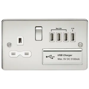 13A Switched Socket with Quad USB-A (5V DC 5.1A sh