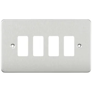 Flat plate 4G grid faceplate - brushed chrome