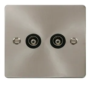 2 Gang Isolated Coaxial Socket  - Black