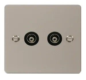 2 Gang Isolated Coaxial Socket  - Black