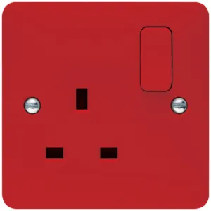 13A 1G DP S-SOCKET RED FP & ROCKER